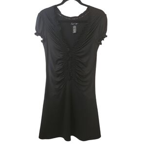 Susie Rose Black Cap Sleeve V-Neckline A-Line Ruffle Dress Size 3/5/S